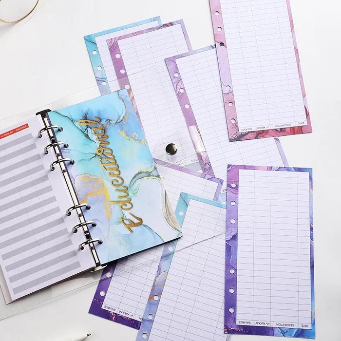 Notebook A6 Binder Budget Notebook Personal Planner Organizer System with Binder Pockets Cash Envelo