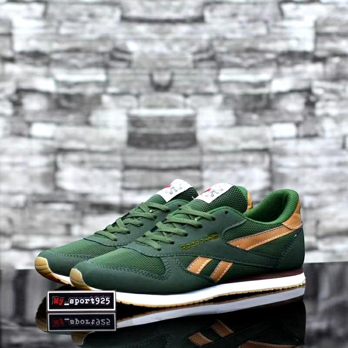 SIAPKIRIM Gratis Kaos Kaki!!! Sepatu Sneakers Casual Reebok Classic Grenn Army Brown Hijau Coklat38-
