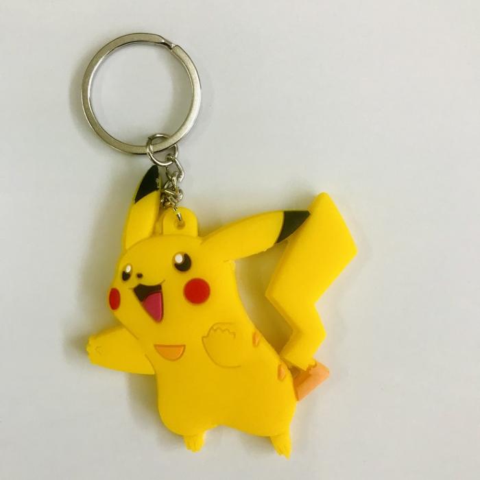 Anime Figure Pokemon Keychain PVC Double Side Pocket Monsters Key Ring Pikachu Charizard Key Chain C