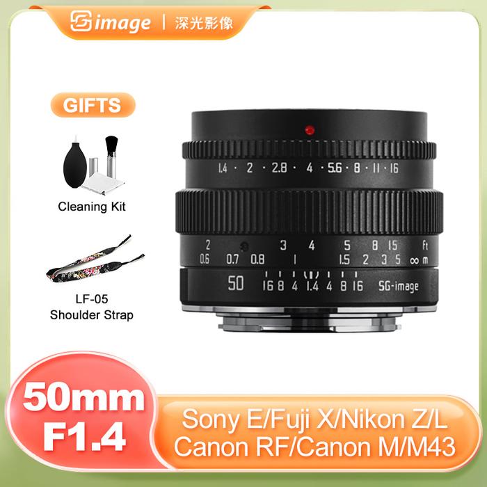 SG Image 50mm F1.4 Large Aperture Manual Prime Lens for Sony E Nikon Z Canon R Canon EOS M Fuji X M4