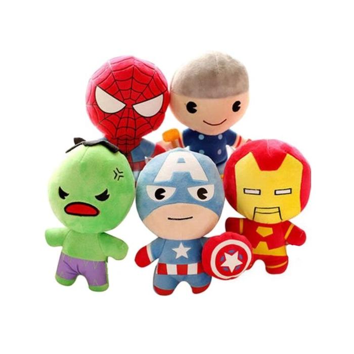 Wholesale 25pcs/lot Cute 4 inches Super Heroes Plush Toys Cartoon Mini Anime Spider Iron Man Keychai