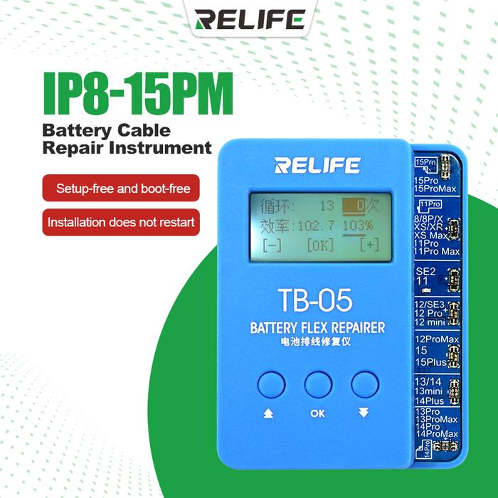 RELIFE TB-05 Battery Repair Instrument Tag On Flex Setup-free For IPhone 8G-15PM Battery Health Data