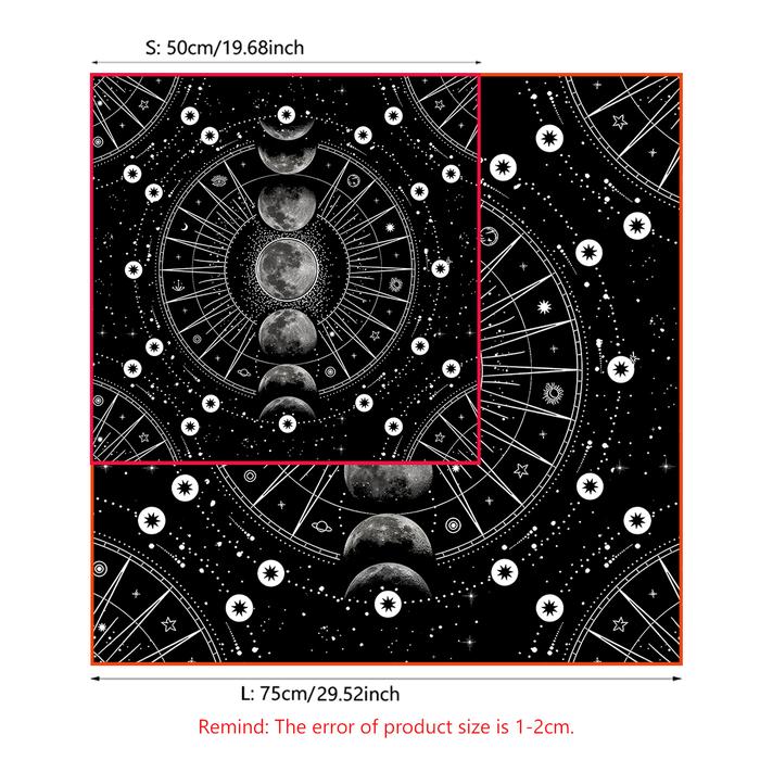 Altar Cloth Black Moon Phase Tarot Card Tablecloth For Tarot Cards Reading Polyester Wicca Oracle Ca