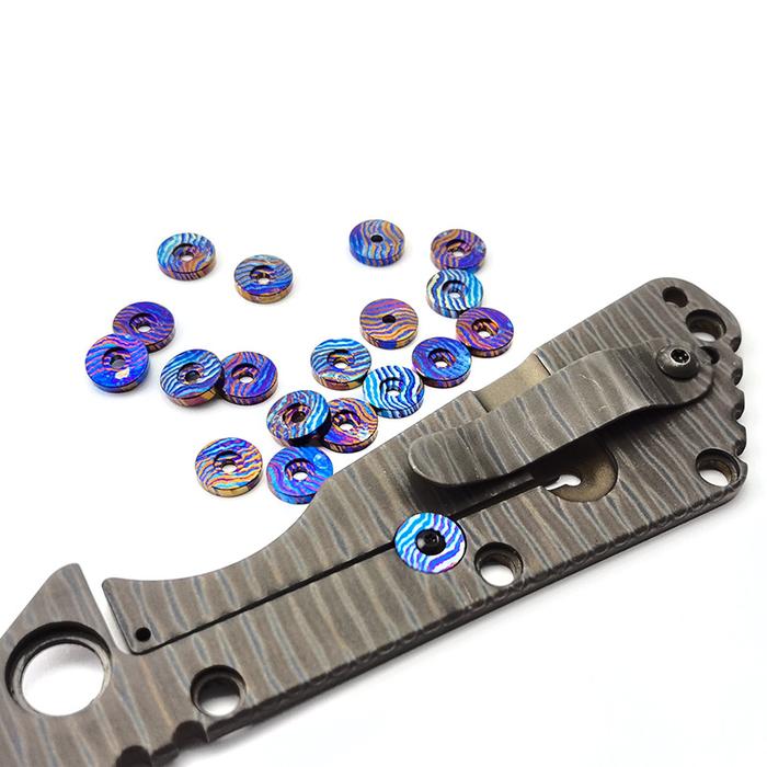 Fold knife Accessory Titanium Damascus Lockbar Stabilizer Thumb Push Screw  Strider SNG SMF Rick Hin