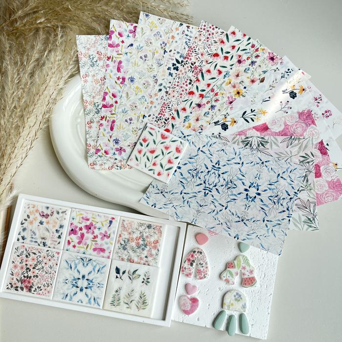 Polymer Clay Watercolor Transfer Paper Engraving Printing Modeling Decorative Paper Handmade Ceramic