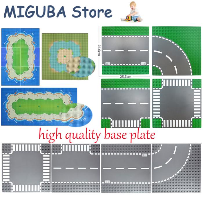 Classic Base Plates 16*32 32*32 Dots City Street Road plate Straight Curved River Baseplates Buildin