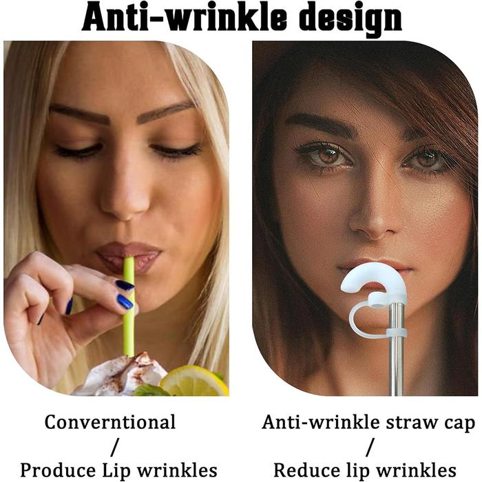 Anti-Wrinkle Straw Topper Reusable Silicone Straw Stopper With Cover Sideways Suck Design 9mm Straw