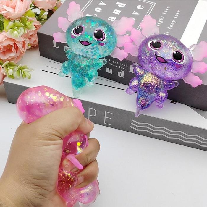 1pc Axolotl Squeeze Fidget Toy Stress Relief Flexible Squeeze Ball for Kids Adults Sensory Toys Birt
