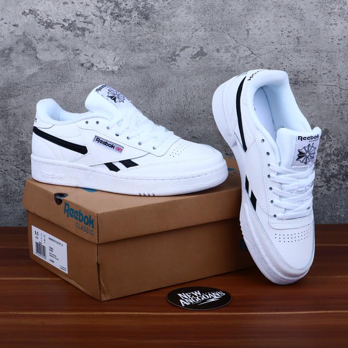 TERLARIS Sepatu Reebok Club C 85 Revenge Trainers Classic White Black Putih Hitam Low READY STOCK