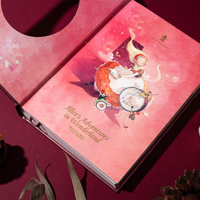 （Alice's Adventures in Wonderland） Hardcover Notebook Coloring Page Illustration Retro Pretty Diary 