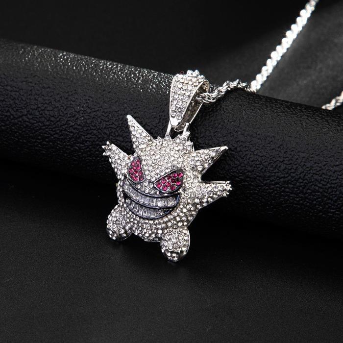 Anime Figures Pokemon Necklace Gengar Children's Toy Pendant Neck Chain Girl Accessories Cartoon Pik