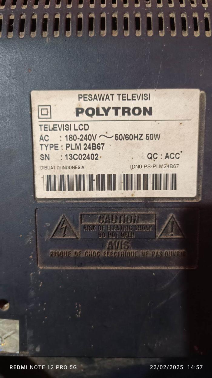 Mesin TV LCD Polytron PLM 24B67