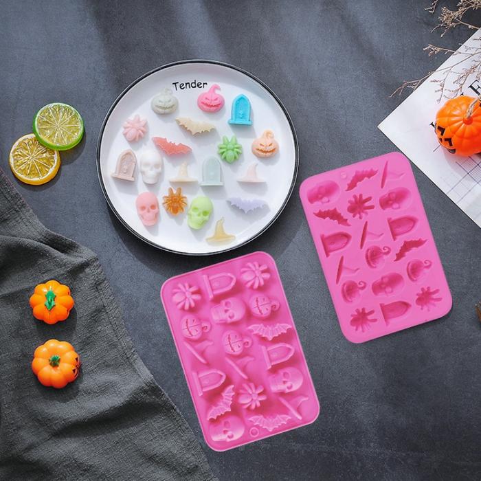 Halloween DIY Chocolate Candy Baking Mold Scary Silicone Spider Ghost Tomb Pumpkin Bat Skull Witch H