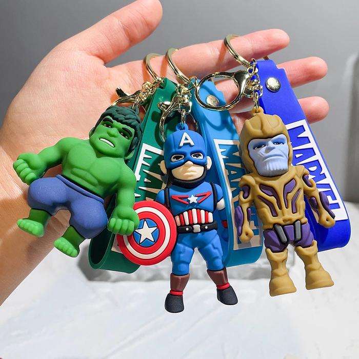 Classic Marvel Spider Man Annihilation Iron Man 3D Doll Car Keychain Pendant Ornament Night Market W