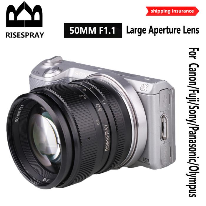 RISESPRAY 50MM F1.1 II APS-C Mirrorless Camera Lens Large Aperture Manual Focus For Canon EOSM Sony