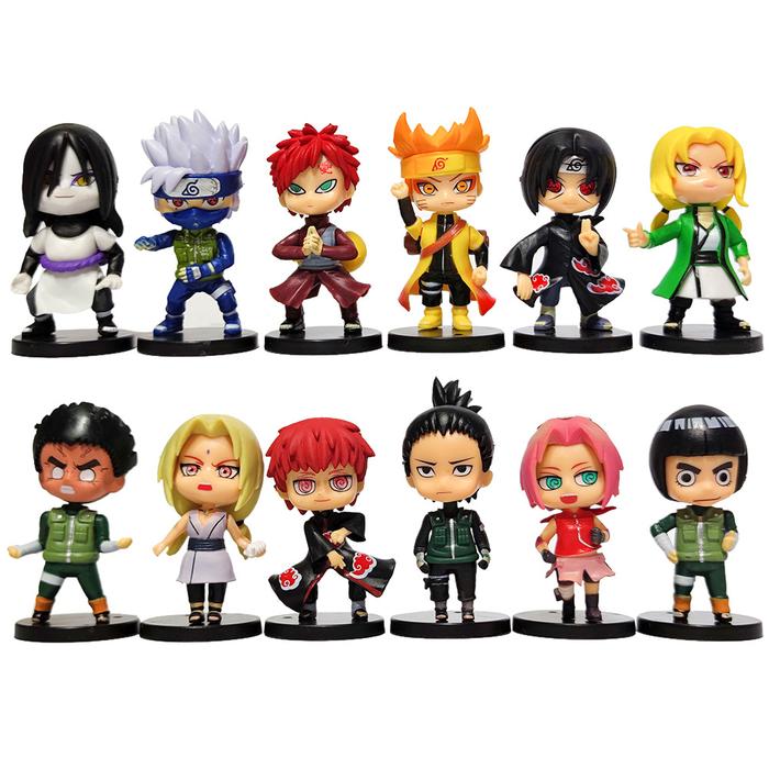 New 12pcs/set Anime Figure Naruto Shippuden Hinata Sasuke Itachi Kakashi Gaara Action Figure Q Versi