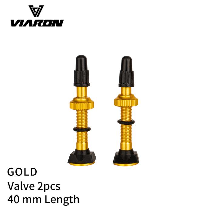 VIARON 2Pcs MTB Tubeless Real Air Aluminum Alloy FV Valve Brass Alloy Core Optional Color Stem 40mm/