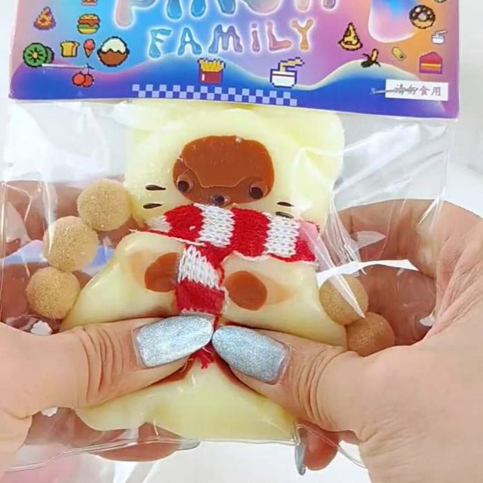 Soft Plush Cat Squeeze Toy Sensory Toy TPR Cartoon Fidget Toy Silicone Fidget Toy Pinch Decompressio