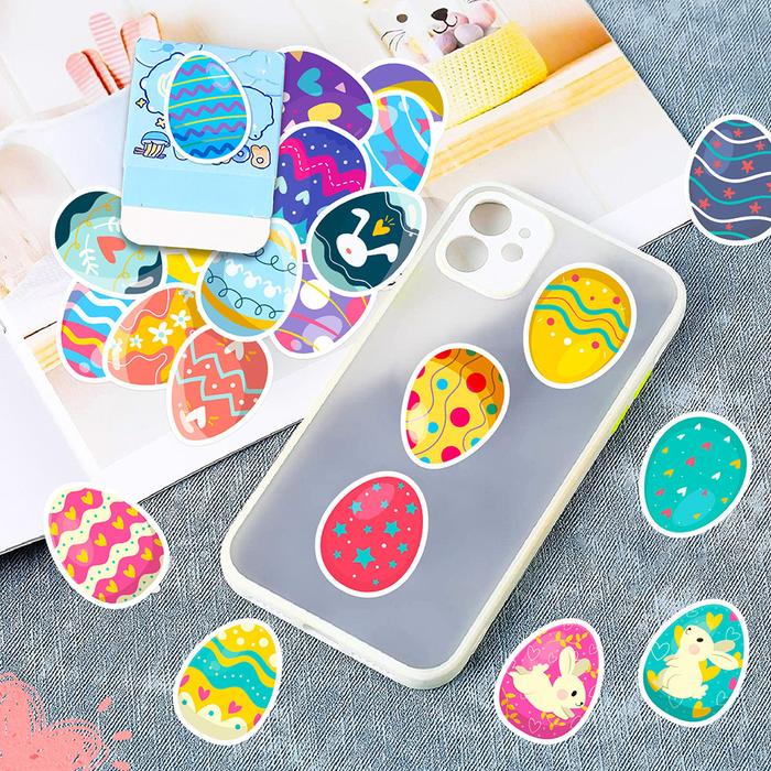 50pcs Easter Egg Children's Party Stickers Cute Cartoon Easter Egg Rabbit Element Arrangement Party 