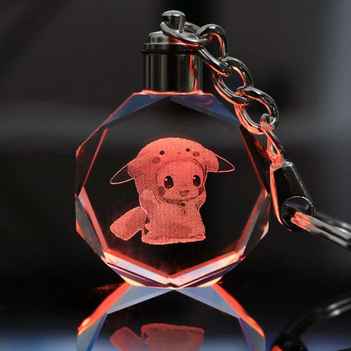 Pokemon Anime Figure Pikachu Pokeball Charizard Eevee Jigglypuff Crystal Luminous Keychain Pendant C