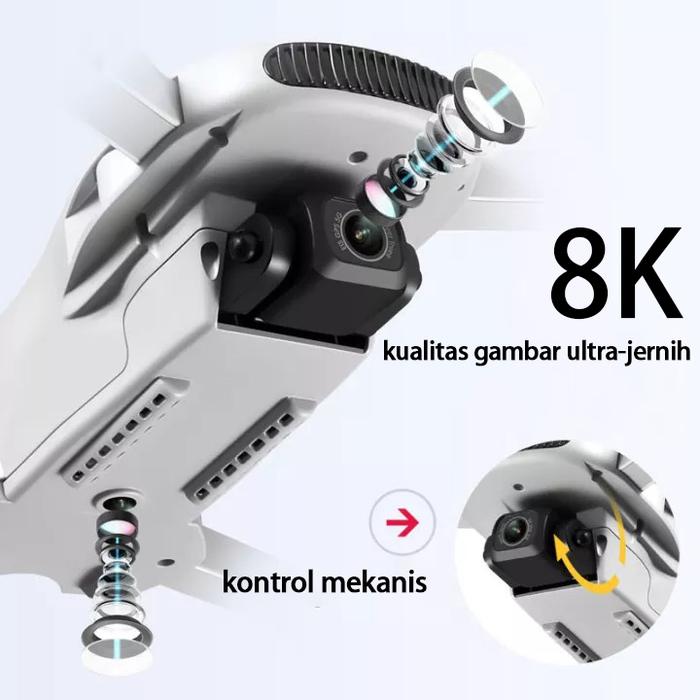 bisa terbang 500000 meter KKRC Drone kamera 3 baterai 8K E99 PRO 2 kamera GPS WIFI FPV penghindaran 