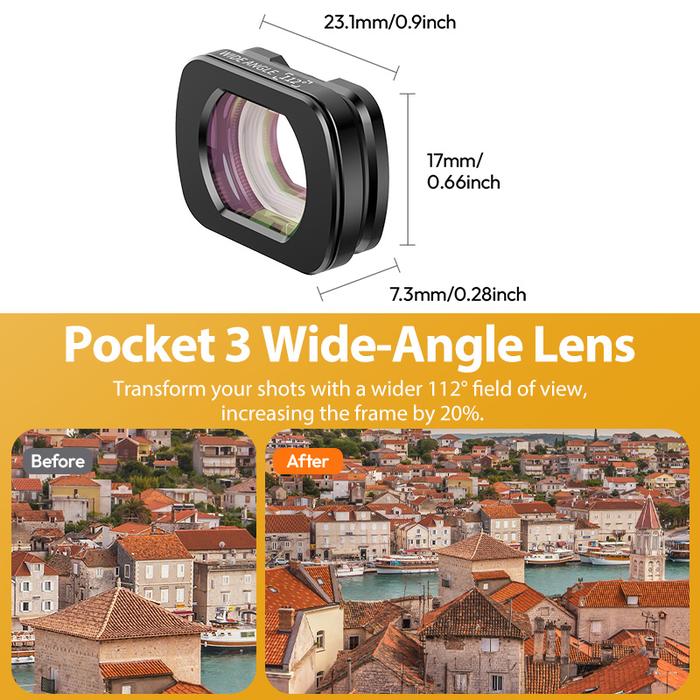 Ulanzi F35 Magnetic 1.5X Telephoto Wide-Angle Lens Expanded 112° for DJI Osmo Pocket 3 DualSided Coa