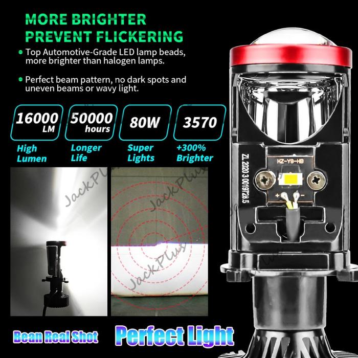 2Pcs Mini Projie H4 Mobil Led Mobil Motor Y6D Y13 H4 130W Super Terang Lampu Led Utama Kabut Headlam