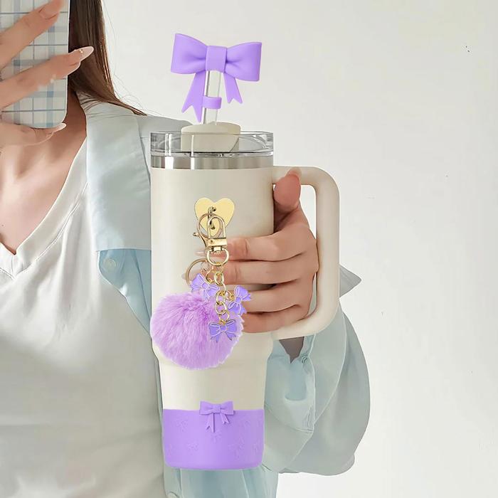 5pcs Cup Accessories for Stanley 30oz 40oz Tumbler Including Bow Silicone Protective Boot Bow Straw 