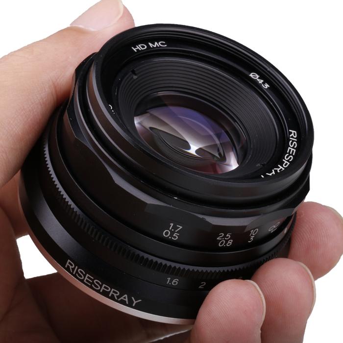 RISESPRAY 35mm F1.6 V APS-C Prime Lens for Sony NEX E A6600 6500 Fuji FX Canon EOS-M M50 Panasonic/O