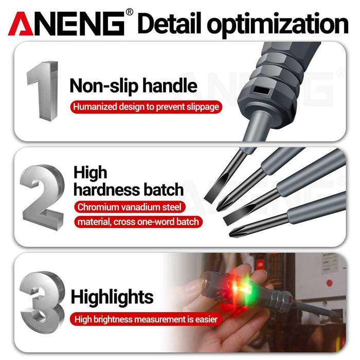 ANENG Obeng Tespen Tester Pen with Dual LED Indicator - B05 / Tes pen listrik kabel putus ac dc untu