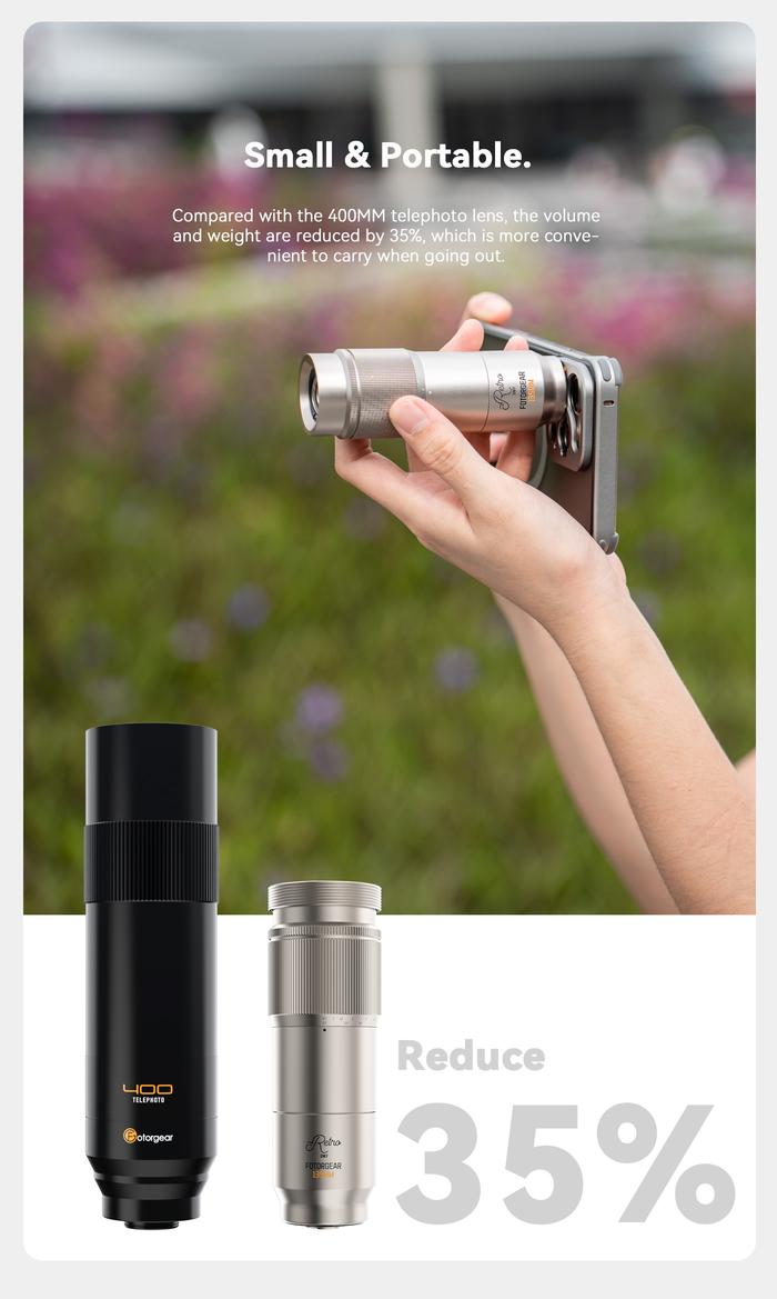 Fotorgear 135mm Mobile Phone Telephoto Lens External Macro Photography Lens for T-Mount Phone compat