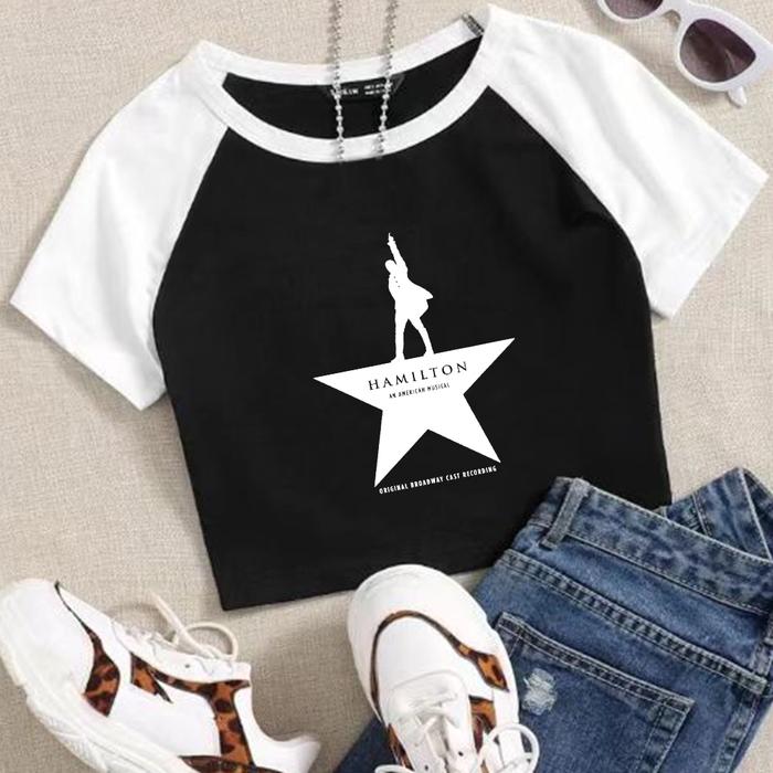 Hamilton An American Musical 2024 Super-short O-Neck Crop Tops Music Fans Gift T-Shirt Regular Girls