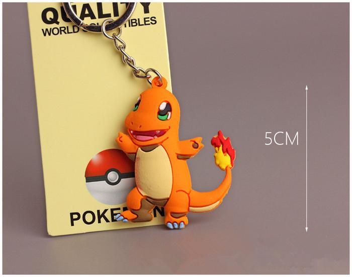 3D Anime Figure Pocket Monsters Keychain Soft PVC Cartoon Pokemon Go Key Ring Pikachu Eevee Pendant 