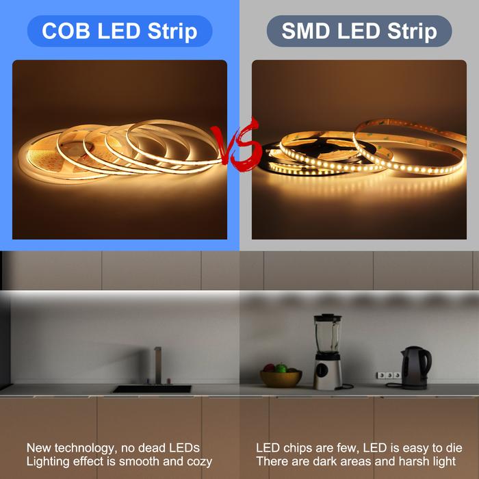 10m COB LED Strip 2700K 3000K 4000K 6000K Warm White 24V 12V Dimmable Flexible CRI 90 FOB LED Tape L