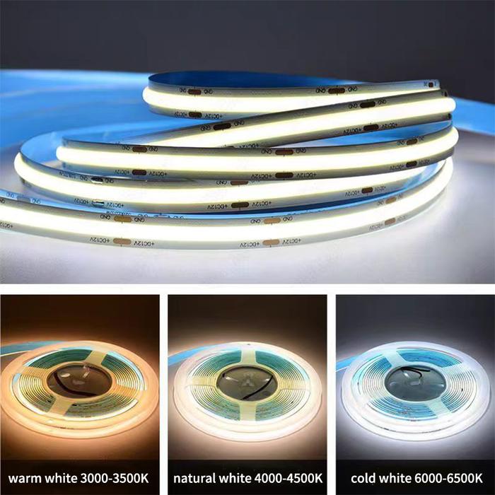 COB LED Strip Lights 12V 24V 10M 5M 3M 2M 1M 320LEDs/M High Density Flexible LED Tape 3000K 4500K 65
