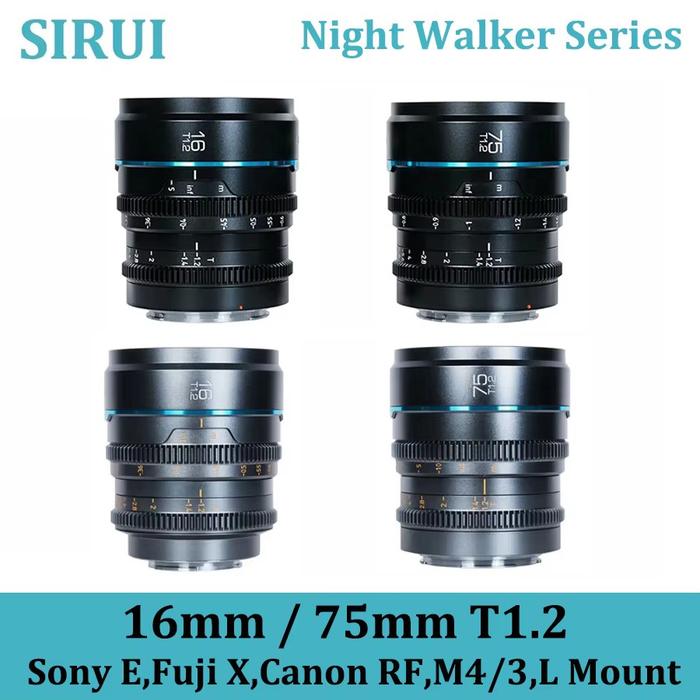 SIRUI Night Walker 16mm T1.2 75mm T1.2 APS-C Large Aperture Lens S35 Cine Lens for Sony E Canon RF F
