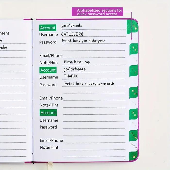 Password Book With Alphabetical Tabs - Internet Address & Password Keeper Logbook For Password Organ