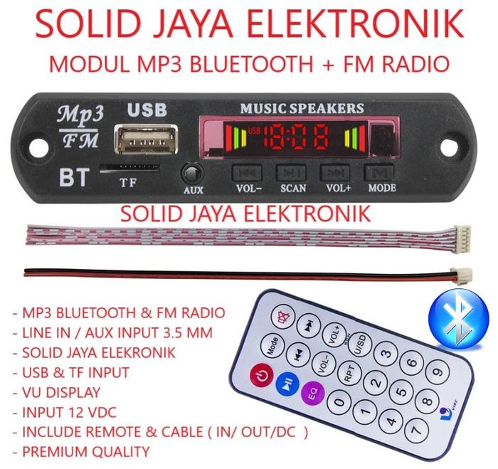 KIT MODUL MP3 BLUETOOTH BT PLUS FM RADIO - LINE - USB FLASHDISK SD - AUX PLUS LAMPU VU DISPLAY MODUL