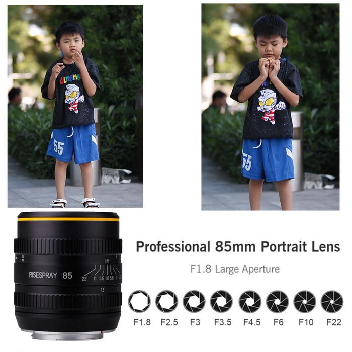 NEW RISESPRAY Full Frame 85MM F1.8 Metal Manual Camera Lens For Canon-EF/RF NIKON-F/Z SONY-E Fujifil
