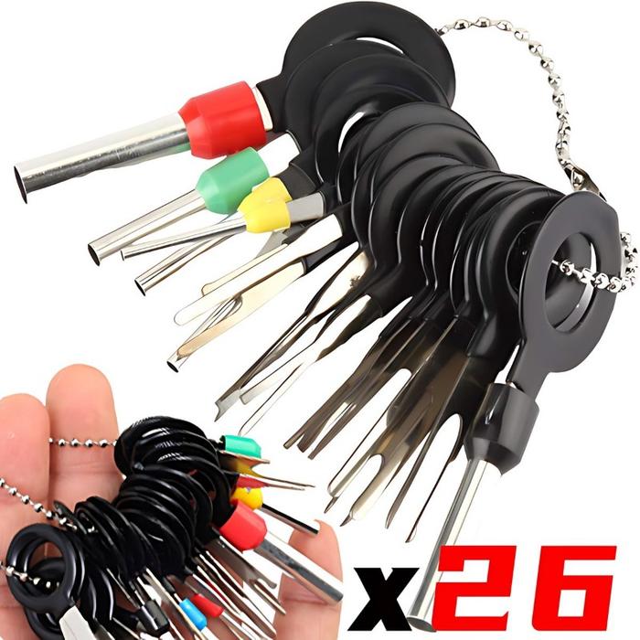 Car Pin Extractor Terminal Removal Tool 18/26pcs Ejector Kit Wiring Crimp Connector Puller Plug Repa