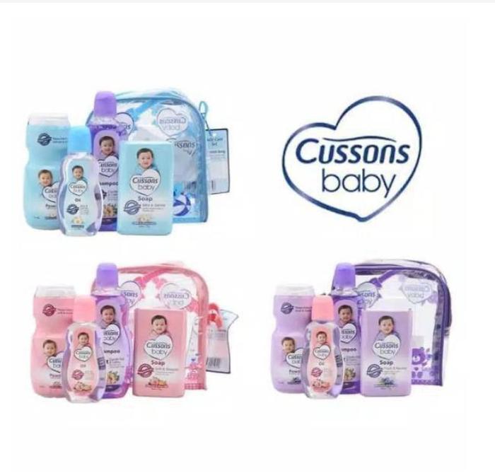 GRATIS ONGKIR Cussons Baby Mini Bag - Set Perlengkapan Mandi Bayi isi 4pcs (Sabun Batang, Sampo, Bed
