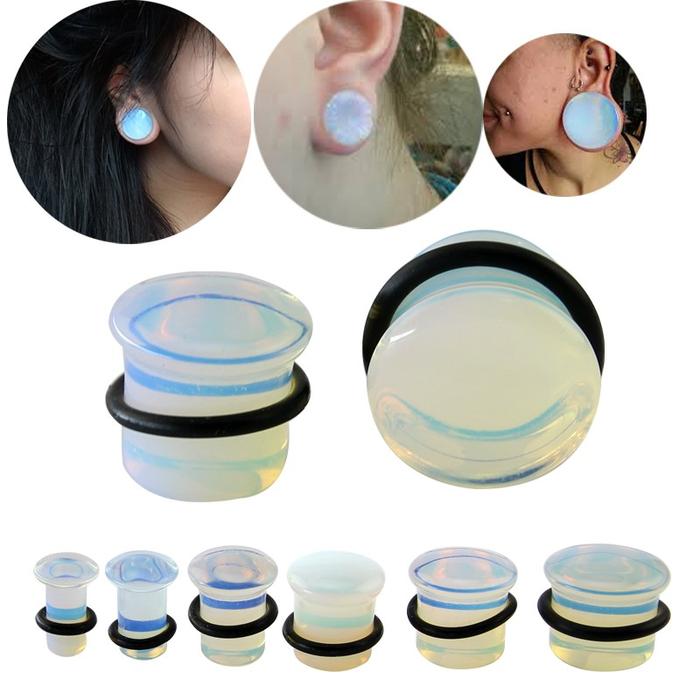 Natural Opalite Stone Ear Plugs Tunnels Hot Fashion Ear Gauges Piercing Ear Tunnel Expander Women Me