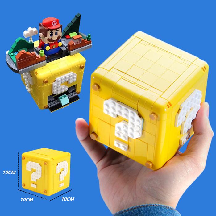 Miniso Quion Mark Box Mario MOC Modular 64 Game Brother Movie Series Model Building Block Bricks Gif