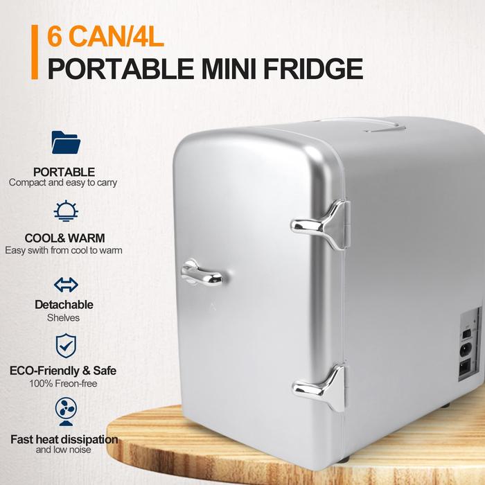 Mini Fridge 36W 4L 6cans Capacity Portable Travel Car Refrigerator Cooler and Warmer Low Noise 12V  