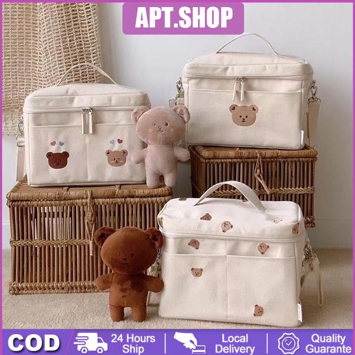 TERUJI 【COD】Korea Tas Bayi Multifungsi Diaper Cooler Bag Bear Beruang Lucu Botol Susu Perlengkapan