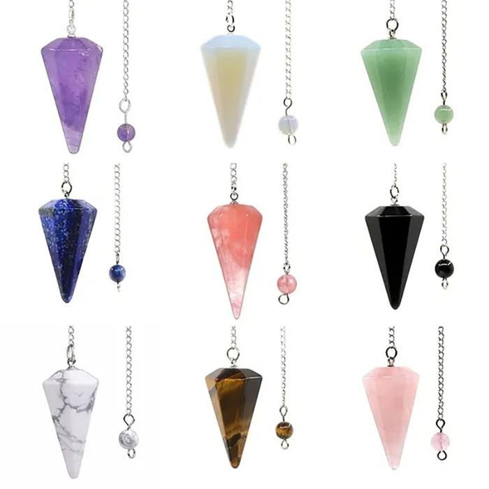 Natural Stone Quartz Agates Pendant Reiki Healing Cone Amethyst Charm Pendulum Pendants  Divination 