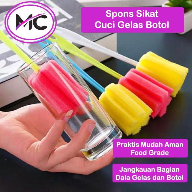 TERPERCAYA Spons Cuci Botol Minum Bayi Tongkat Sponge Sikat Cuci Panjang Serbaguna Pencuci Gelas Kac