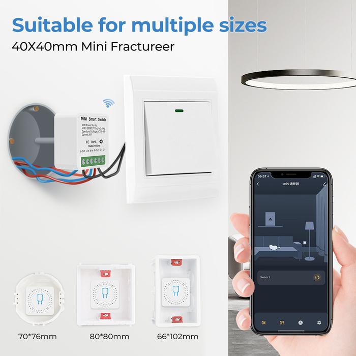 Tuya Zigbee / WiFi MiNi Smart Switch With Power Monitor 16A 2-way Control Timer Breaker Relay Work W