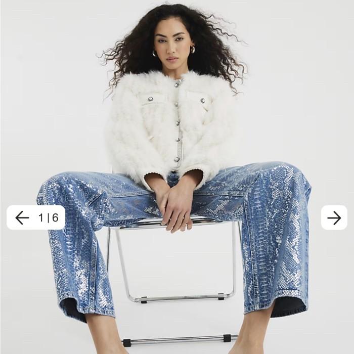 CELANA JEANS IMPORT MERK INGGRIS "RIVER ISLAND" SHINY SNAKE WIDE LEG UK SIZE 12(INDO SIZE 29) GBP£ 6