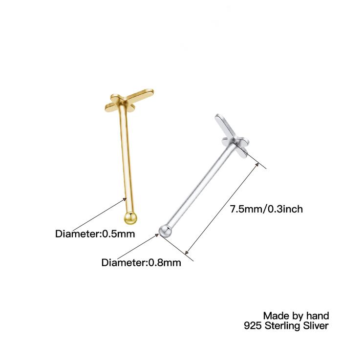 36Pcs tiny Cross Shape piercing nose stud for women sterling silver 925 simple jewelry nose nail Nar